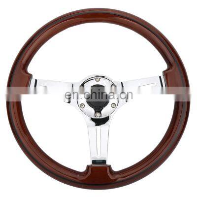 350mm wood with chromed iron spoke Material steering wheel wooden, deep frame wood steering wheel