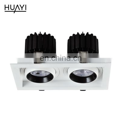 HUAYI High Quality Simple Style Aluminum 220v Cob 2*12watt 2*20watt 2*30watt Indoor Office Recessed Led Spotlight