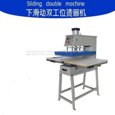 Pneumatic double position slide hot stamping machine 60*80 clothing hot drilling LOGO heat transfer press machine