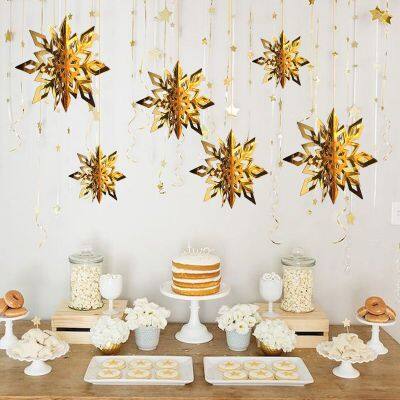 Hot Sale 6 Pcs/Set Custom Indoor Paper 3D Snowflake Hanging Christmas Ornaments For Decoration photo-4