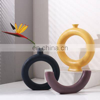 Morandi Color Modern Nordic INS Style Geometry Design Model Home Decorative Flowers Ornament Mini Ceramic Vase photo-4