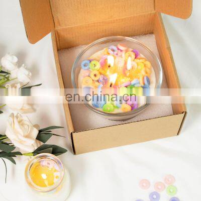 ENO handmade Custom Cereal bowl Scented candle Doughnut candle jar soybean wax Scented  candle  with Spoon