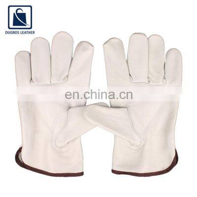 White Color Straight Thumb Color Binding Fashionable Leather Gloves Supplier photo-2