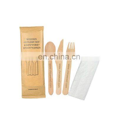 YADA Eco Friendly Disposable Wooden Spoon Knife Fork Biodegradable Restaurant Wooden Cutlery Set