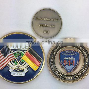 three custom enamel cheap wholesale friendly Challenge coins