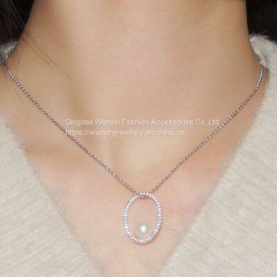 S925 Sterling Silver Necklace Women's Pearl Collar Chain photo-3