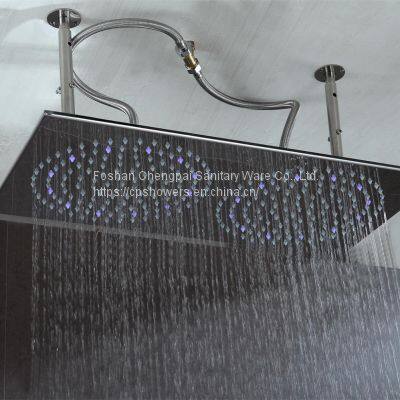 Shower set roud rainfall showerhead in 304 stainless steel LED lighting shower system