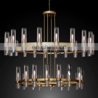 Two Tiers Round Chandelier Vintage Barn Glass Chandeliers Industrial Loft Rustic Lighting for the Living Room Foyer Entryway