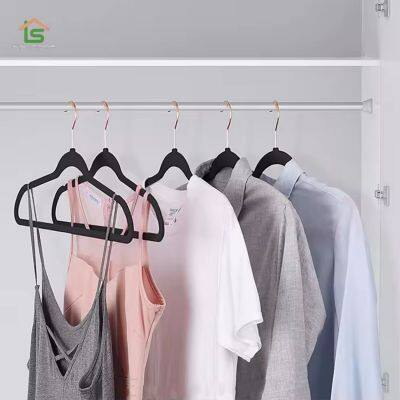 Hot Custom Anti Slip Notched Flocked Hangers Felt Velvet Hanger For Clothing photo-2