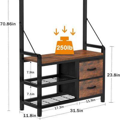 Coat Rack and Shoe Rack With Drawers photo-5