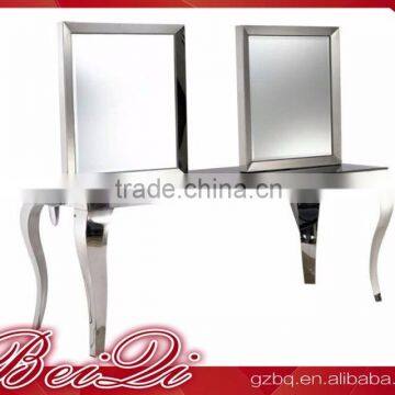 Beiqi 2016 Antique Salon Furniture Two Double Mirror Unit Makeup Silver Edge Mirror Station for Sale