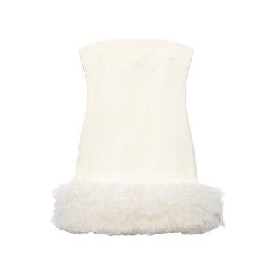 Fashionable and Casual Fluffy Hem Silk Mesh Short Dress for Women photo-3