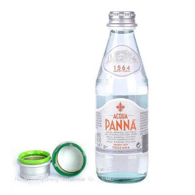 OEM 28mm Aluminum Tamper-Evident Cap for Mineral Water Glass Bottles