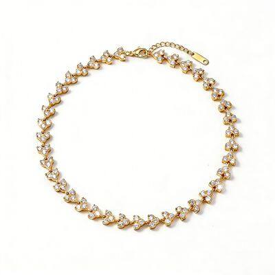 Lover Valentine's Day Gift Sparking Bling Round Love Heart Cubic Zirconia Cz Tennis Choker Necklace For Women Girlfriend