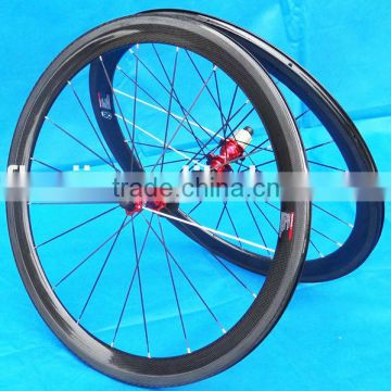 FLX-WS-CW05P-2 Full Carbon 700c Road Bike Clincher Wheelset 50mm / 60mm Rim Spokes hub Brake Pads QR skewers