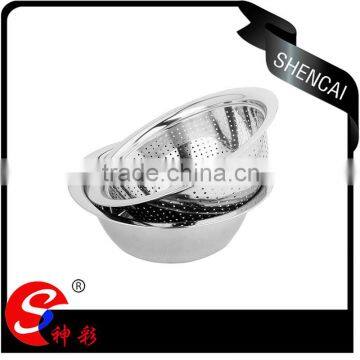 Chinese kitchenware wholesale vegetable and fruit bowl stianless steel with colander