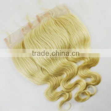 Wholesale Hair 613 Blonde Lace Closure Swiss Lace Human Straight Virgin Peruvian Hair Closure Three Part/Middle Part /Free Part