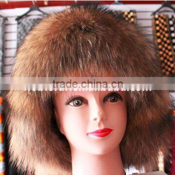 Fashion Warm Genuine Real Raccoon Fur Hat With Ear Flap Unisex