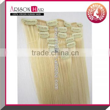 2014 hot selling hair goods 30 inch human hair extensions clip in