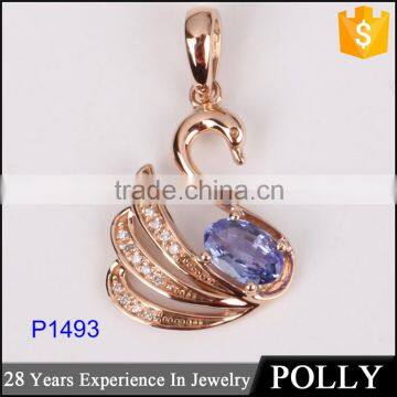 Newest arrivaling high quality gold swan pendant with tanzanite