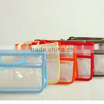 Factory direct sale korean multi-function double zipper transparent bag in bag pvc organizer high quality