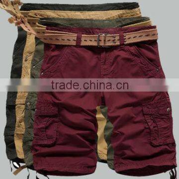 Mens Pants Cotton cargo Trousers Multi-Pocket Shorts