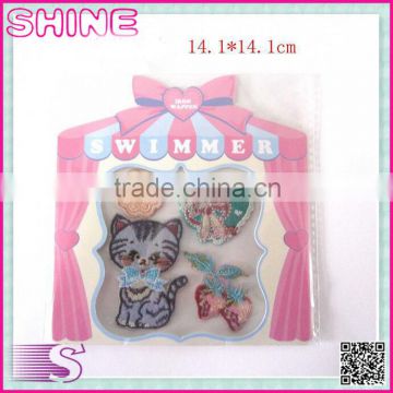 Factory Outlets Computer Embroidery Children Streak Kitty Combination Suit Patch , Ironed and Sewn