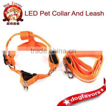 LED Flashing Light Dog Harness Safety Pet Dog Puppy Harness Collar & Lead Leash