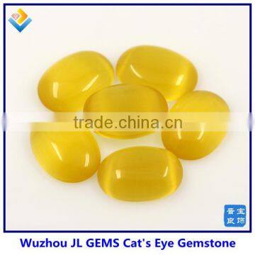 Wholesale 14x19mm Oval Flatback golden yellow Cat's eye Stone