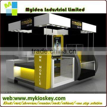 Gorgeous and usefull 12*12 feet white baking vanish wood cell phone kiosk for sale cellphone wall display