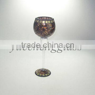 Colored Long-stemmed mosaic glass candle holders for wedding wholesale