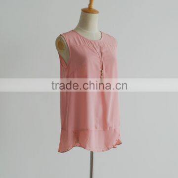 New Style Iron Beads Pink Ladies Georgette Tops Latest Chiffon Tops Quality Choice