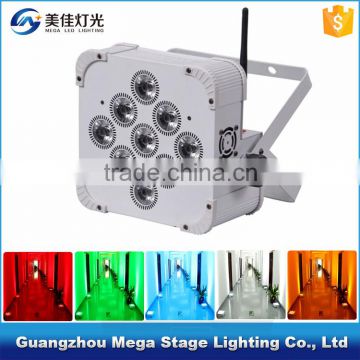 high brightness 9pcs 5in1 battery powered wireless rgbwa par light