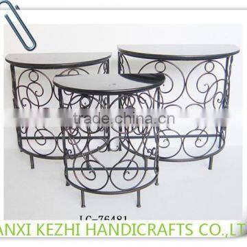 LC-76481 Set of 3 Metal Table Half Moon Console Table