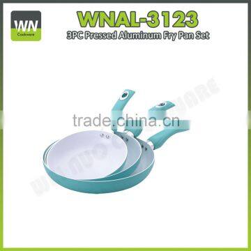 Manufactory available lowest price pizza fry pan white ceramic coating pan aluminium fry pan set