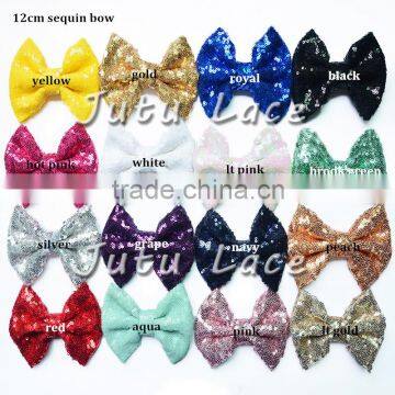 Wholesale Kids Christmas Decorative 12cm Sequin Fabric Hair Bow Elastic Head Wraps photo-6