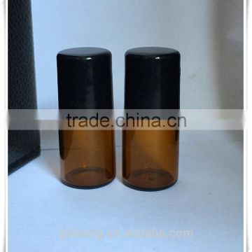 2ml 15x27mm Amber Roll On Essentical Oil Bottle With glass Roller And Plastic Cap