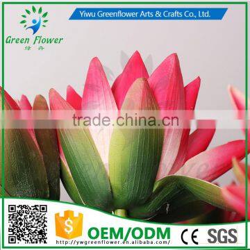 Greenflower 2016 Wholesale Real Touch Latex PU China Artificial Flowers Lotus Water Lily for Wedding Decoration photo-3