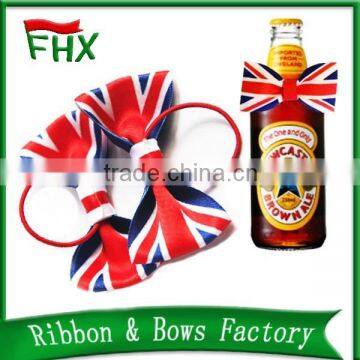 elastic loop red blue color bottle ribbon bow