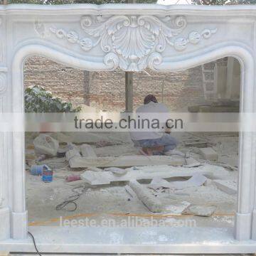 Luxury European Carved Statue Pure White Marble Fireplace