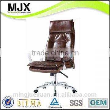 modern swivel back tilting brown leather chair