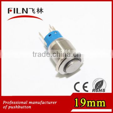 19mm stainless steel waterproof latching pushbutton switch with 12vdc green LED lighting