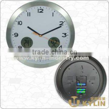 aluminum frame wall clock with temperature and humidity