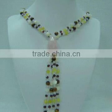 Wholesale high quality necklace yellow quartz with tiger eye round beads necklace