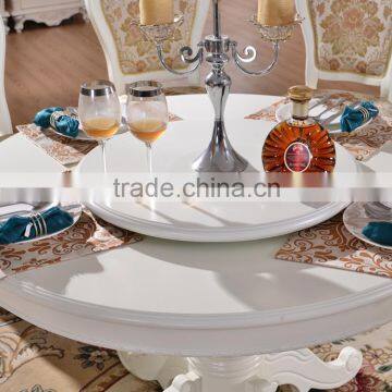 European royal round dining table with lazy susan top design