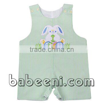 Adorable bunny with eggs applique shortall