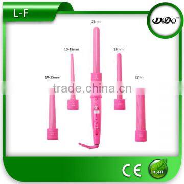 Interchangeable 5 in 1 Ceramic coating hair curling wands Multi-function LED LCD Hair Curler With normal color box Gift Box