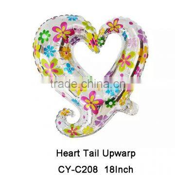 2016 new design heart tail shaped foil balloon for wedding party decoration aluminium helium balloon