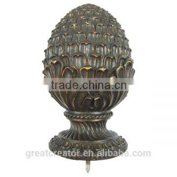Decorative Antique White Pineapple Curtain Rod Finials For Large Wooden Poles photo-5