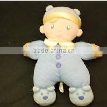 baby rattles boy shape with dog slipper plush stuffed toys/custom plush baby toys